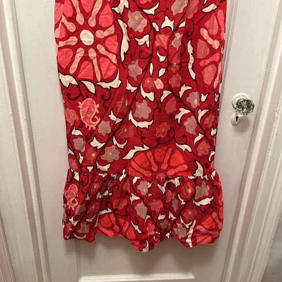 Rhode x Target Red Pink Zinnia Floral Print Bell Sleeve Midi Dress NWT Sz4 - Picture 4 of 5